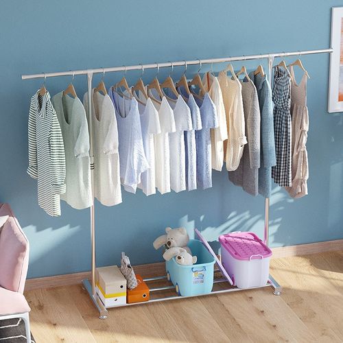 阳台单杆晒衣架落k地卧室家用凉衣架室内晒架不锈钢伸缩升降晾衣