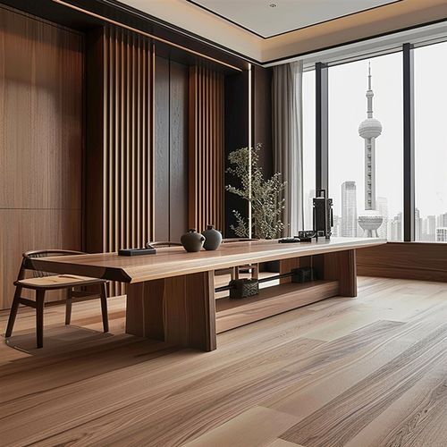 新中式简约c功夫茶桌椅组合禅意黑胡桃木茶台一体泡茶桌办公室家