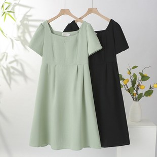 大码 气质收腰显瘦遮肚子短袖 连衣裙胖mm夏季 时尚 裙 s2025新款 法式