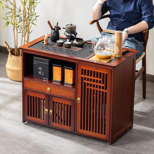 阳台喝茶桌新中式功夫实木泡茶台C茶水柜家用小型茶几自动上水煮