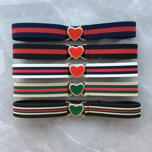 爱心腰带女调长短松紧裤 弹力皮 带隐形心形扣外套裙子腰S封牛仔裤