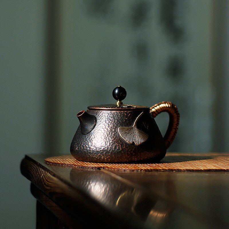 纯紫铜银杏铜f壶纯手工加厚泡茶壶围炉煮茶功夫茶具冲泡壶家用茶图片