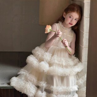 女童公主裙2f025春夏新款 洋气生日礼服女孩仙女纱裙儿童蛋糕连衣