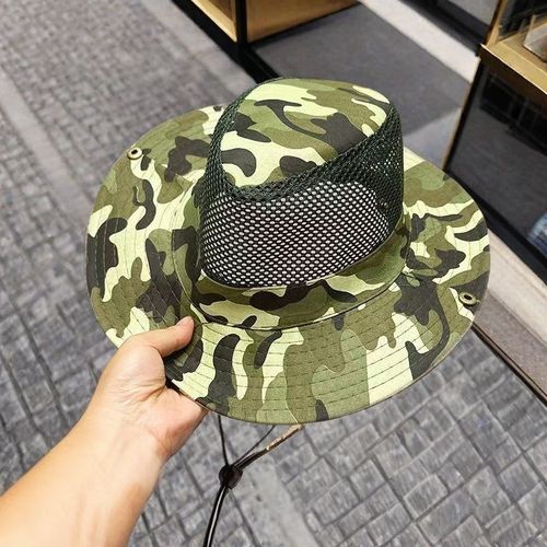 户外遮阳帽d登山帽檐帽子夏天男士钓鱼太阳帽迷彩工地防晒渔夫帽