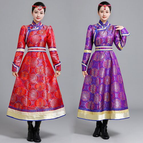 新款女士蒙古袍长款民族风传统蒙古族服装K迎宾演出服旅拍蒙古长