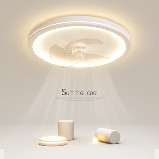 简约现代led吸顶灯创意风扇灯圆形主卧室灯客厅灯餐厅书房房间灯