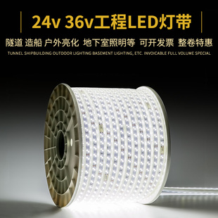 24v灯带LED超亮工地隧道地下室工程户外照明 36v防水白光低压灯条