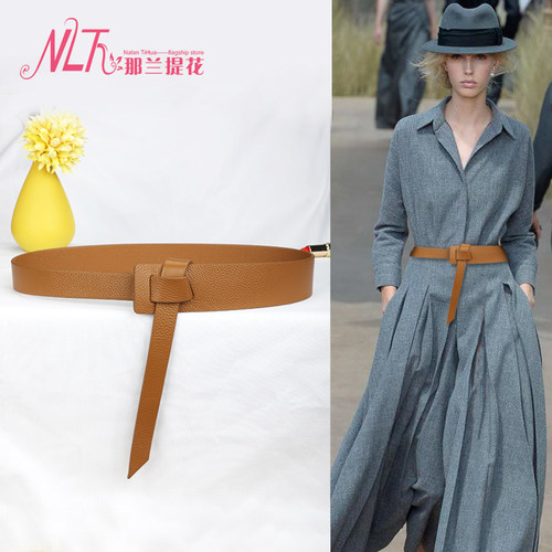 头层牛皮腰封外搭装饰大衣配毛衣连衣F裙子收腰女士宽腰带百搭束