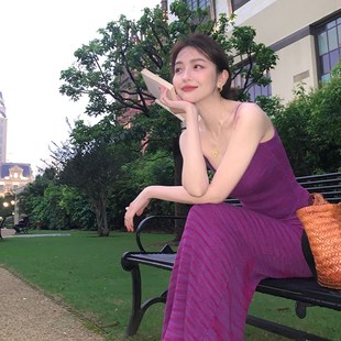 针织套 女T夏新款 酒午法式 复古吊带背心高腰显瘦半身裙两件套裙装