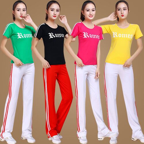 广场舞服装新款套装女短袖鬼步运动服跳舞蹈衣服P女纯棉2020春夏