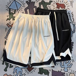 宽松百搭五分裤 男生夏x季 青少年篮球休闲中 高街刺绣运动短裤 美式
