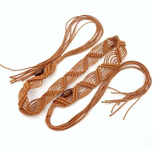 手工编织腰带女宽装饰洋装子蜡绳D腰封碎花裙配饰粗皮带百搭四季