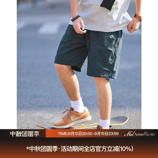 山系复古休闲百Y搭五分裤 夏季 男潮牌宽松直筒沙滩裤 速干短裤 薄款