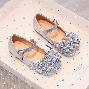 软底水钻闪亮皮鞋 春秋新款 配礼服裙子 儿童水n晶鞋 女童公主鞋