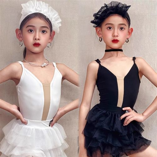 2025夏季新款女童拉丁舞服练习B服优雅蓬蓬纱跳舞公主练功服蛋糕