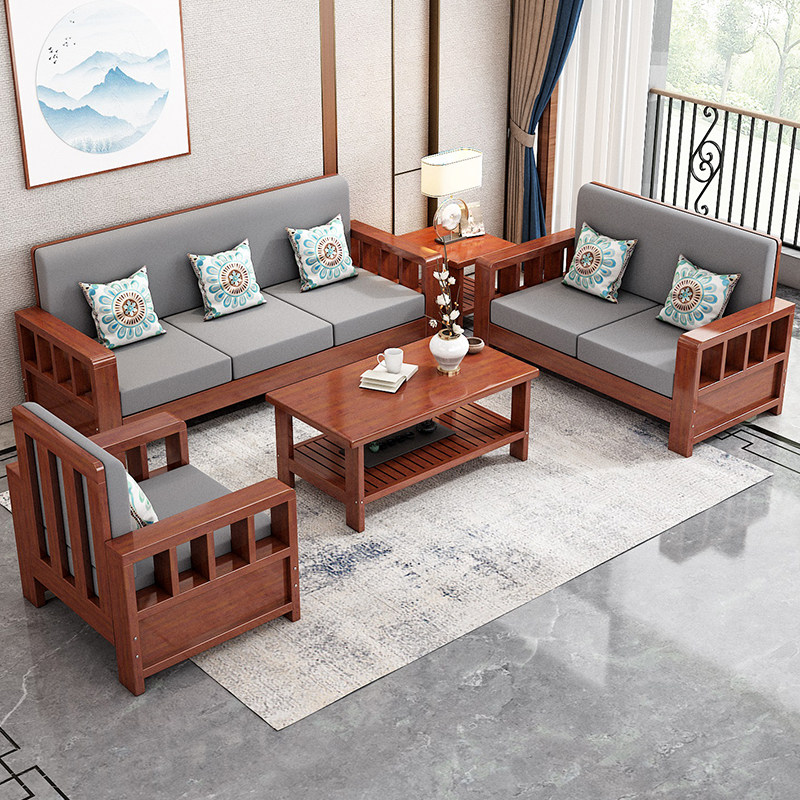 实木沙发家用客厅2025新款新中式小户型冬夏两用全套装经济型沙发