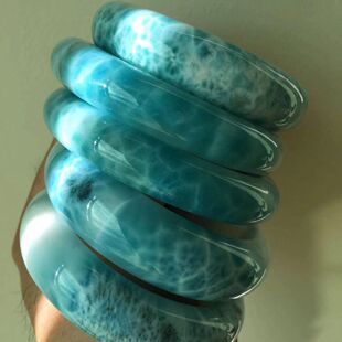 纯天然海纹石手镯先咨询价格尺寸再拍私拍发戒指精品天空蓝收藏