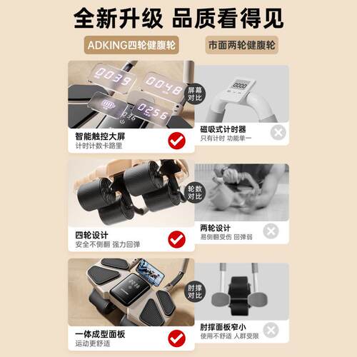 新健腹轮自动回弹腹卷腹轮动练腹肌神器家用肘撑式健身器材