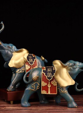 铜大象客厅玄关摆件铜象风水象吸水象一对店铺开业礼品礼物装饰品