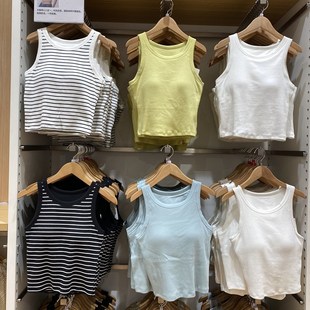 女棉混纺带胸垫文胸一体内衣打底辣妹风吊带背心T恤464Q420 46442