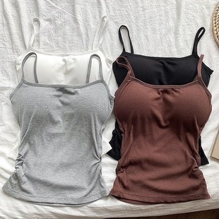 美背内衣加厚吊i带白色小背心夏季 超厚8CM聚拢小胸一体带胸垫文胸