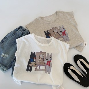 儿童无袖 男童背心夏薄款 透气卡通印花砍袖 宝x宝童装 T恤a 2025新款