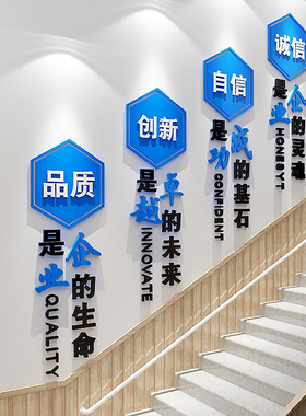 企业文化办公室墙面装饰创意励志标语贴公司背景楼梯扶手台阶布置
