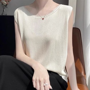 t恤 短袖 夏季 可外穿宽松百搭休闲针织x背心女内搭打底吊带上衣砍袖