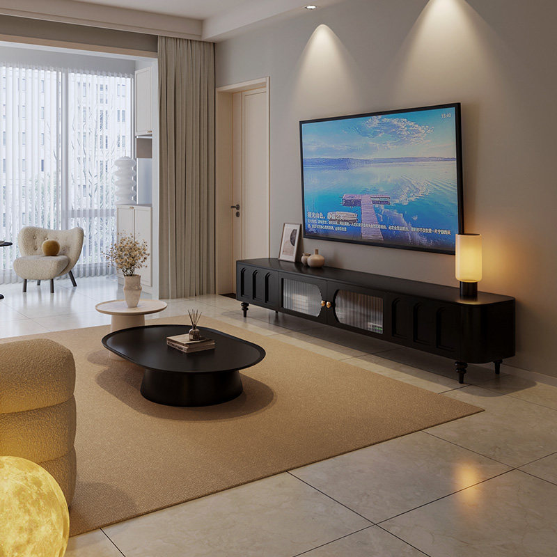 现代简约电视柜茶几组合小户型实木地柜意式极简现代客厅黑色家具,住宅家具,电视柜,淘宝优惠券,粉丝福利购,淘宝优惠卷