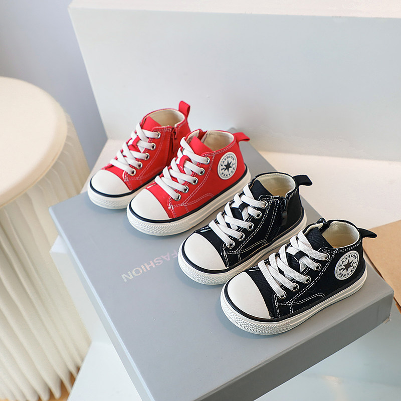 女宝宝帆布鞋春秋新款男童板鞋高筒女童学步鞋小童软底婴幼儿鞋子,童鞋/婴儿鞋/亲子鞋,学步鞋,淘宝优惠券,粉丝福利购,淘宝优惠卷