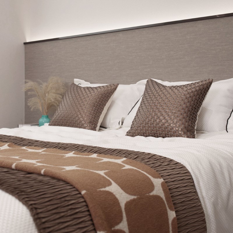 轻奢现代酒店民宿床多件套PU手工编织沙发抱枕软装样板间靠垫