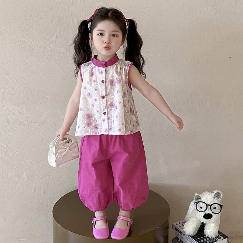 女童夏装套装2025新款儿童无袖上衣阔腿裤两件套女宝时髦洋气衣服,童装/婴儿装/亲子装,套装,淘宝优惠券,粉丝福利购,淘宝优惠卷