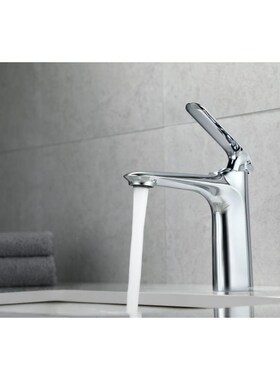 开平 单孔单把面盆龙头 白+铬家用 台下盆冷热V龙头31128