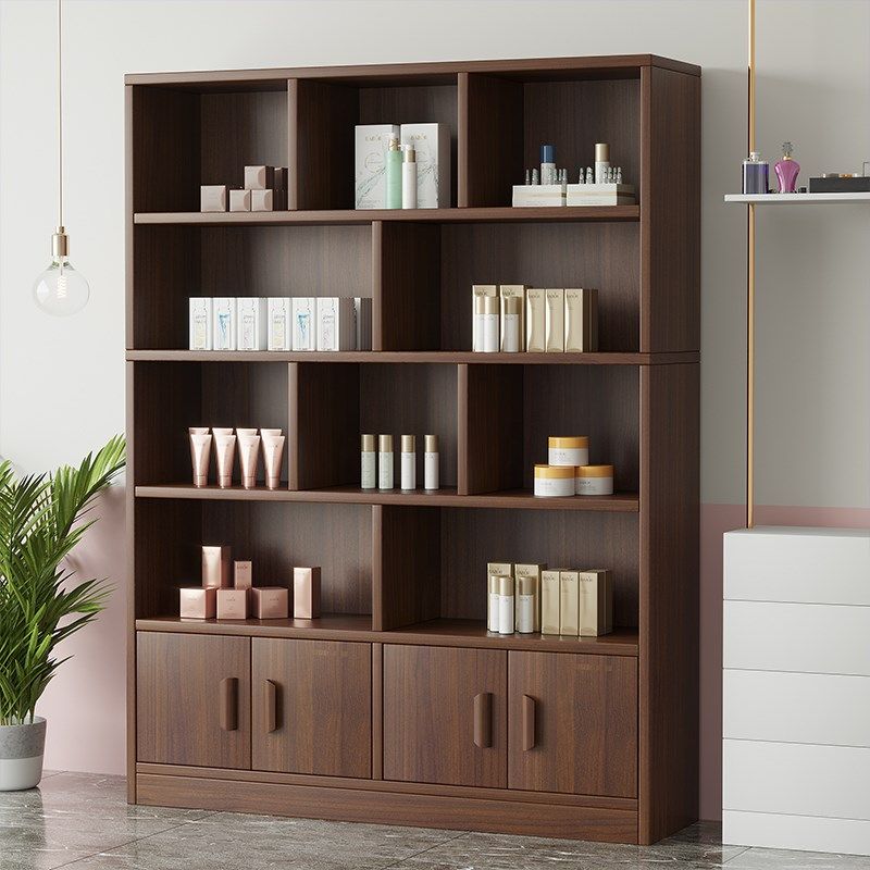 理发店产品展柜落地化妆品实木展示柜美容院多层陈列柜美甲店货柜