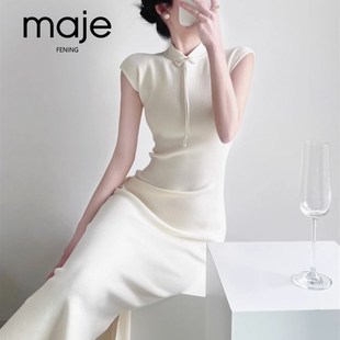 气质修身 国风新中式 显瘦开叉针织旗袍连衣裙 春夏新款 高端定制