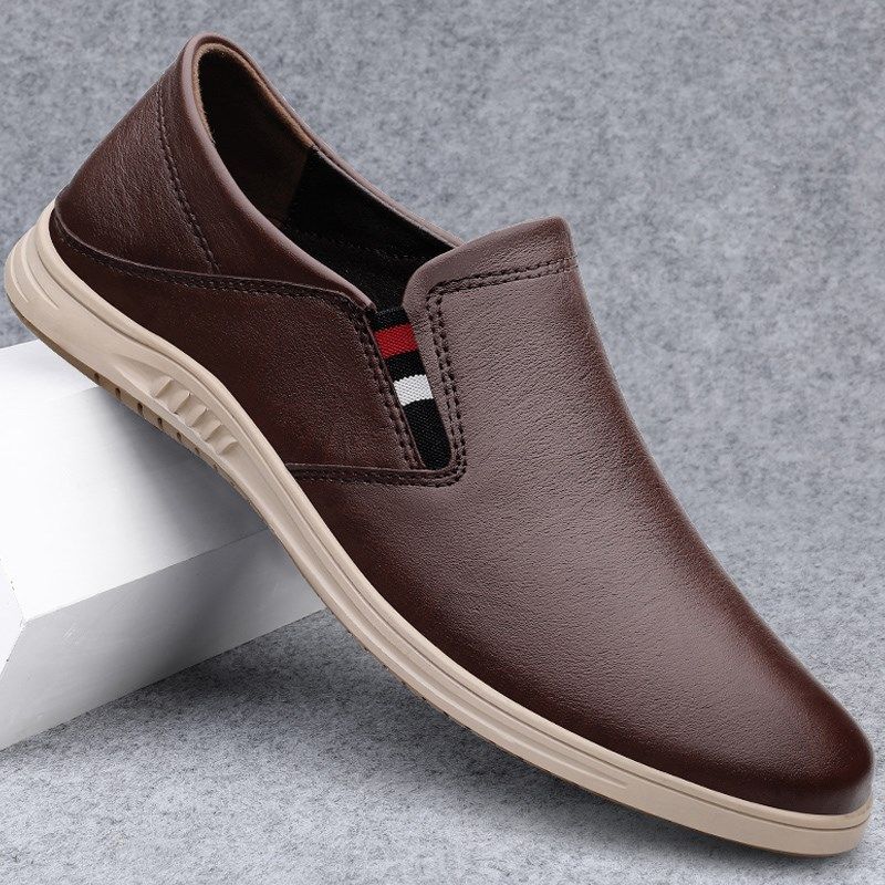 皮鞋男真皮透气单鞋百搭软底男鞋英伦懒人一脚蹬套脚休闲鞋豆豆鞋,流行男鞋,休闲皮鞋,淘宝优惠券,粉丝福利购,淘宝优惠卷