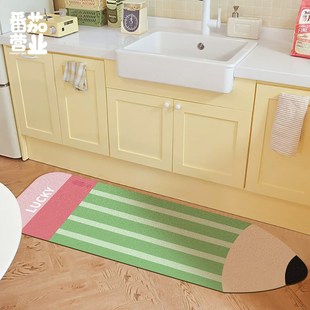 家用厨房地垫卡通创意吸水吸油防滑皮革脚垫免洗T可擦地毯长条门