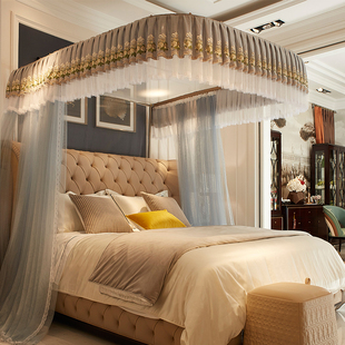 2021新款 文帐2米 导轨蚊帐u型支架1.8m1.5米床家用轨道公主风欧式