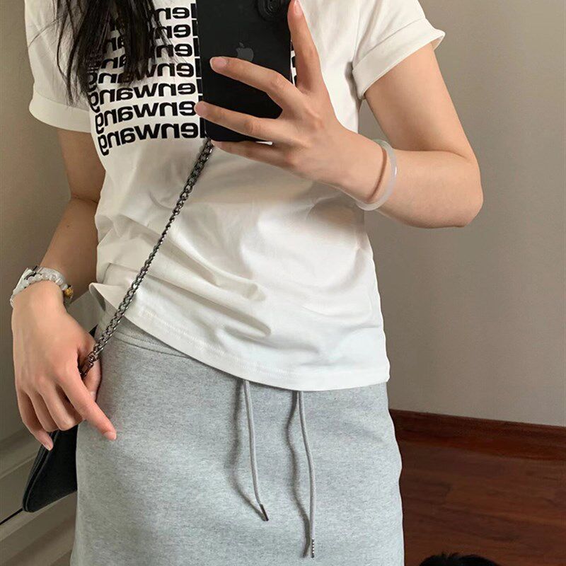 灰色运动短裙女大码胖mm小个y子半身裙高腰显瘦a字休闲包臀卫裙夏