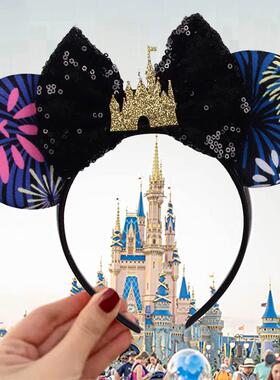 Castle Fireworks Mouse Ears Headband Sequins Bow Girls Cospl
