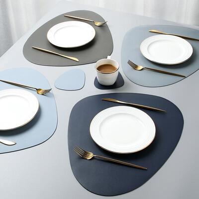 PU leather insulation placemat oval table mat non-slip and0