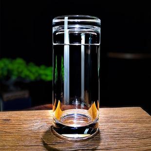 原矿水晶杯纯手工茶杯带盖水杯个人杯主人杯喝茶杯子直筒杯花茶杯