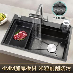 厨房洗菜盆大单槽家用加厚304不锈钢厨房水槽台下洗碗槽洗菜池