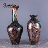 黑色金斑大小基美正彩黑色细长创意意境奢华古典瓶