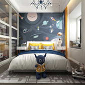 童伴无缝墙布壁画宇航儿童房背景墙星空