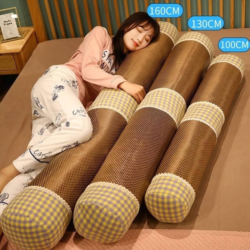 竹夫人抱枕睡觉夹腿抱枕清凉等身抱枕亚麻圆柱枕芯超软安抚可拆洗