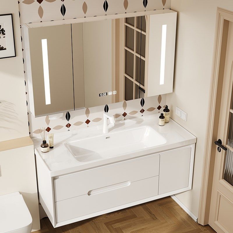 橡木烤漆浴室柜奶油风陶瓷一体盆洗漱洗手盆洗脸盆柜,家装主材,浴室柜组合,淘宝优惠券,粉丝福利购,淘宝优惠卷