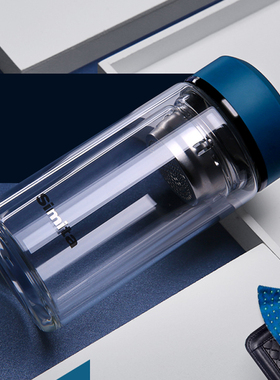 德国IMIT玻璃杯层加厚茶水分离泡茶杯男女办公小巧水杯2