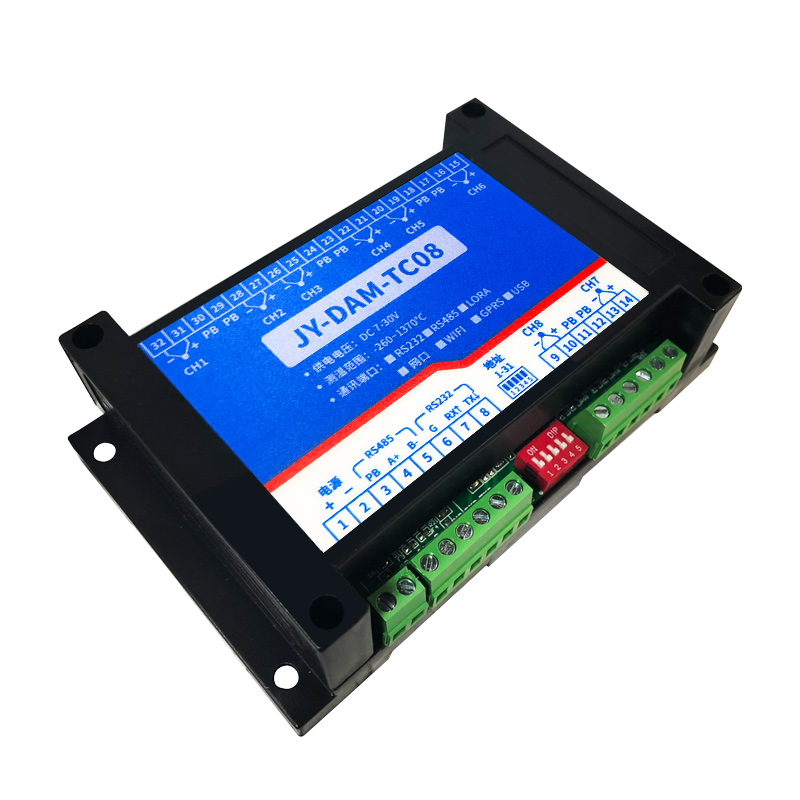 JY-TC08隔离R85/R22串口8路K型JTERB型热电偶温度采集卡模块