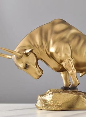 招财金牛装饰创意现代牛办公室桌面商务高档书柜牛市家居饰品